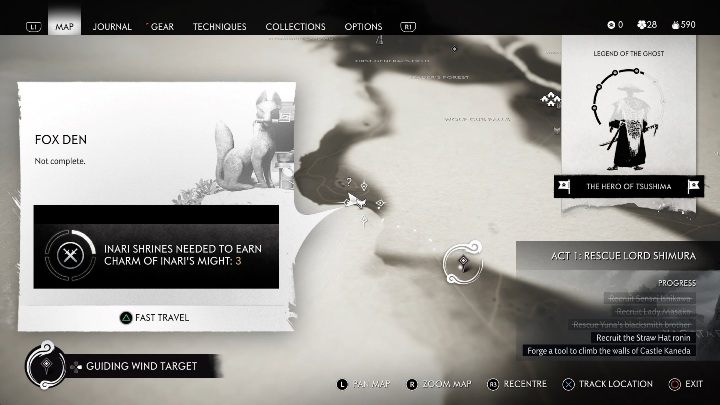 Location: Wolf Cub Falls - Ghost of Tsushima: Inari Shrines, Izuhara Region secrets map, video guide - Izuhara Region - Ghost of Tsushima Guide, Walkthrough