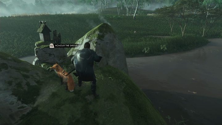 This fox hole is located in a marshy terrain near the forest - Ghost of Tsushima: Inari Shrines, Toyotama Region secrets map, video guide - Toyotama Region - Ghost of Tsushima Guide, Walkthrough