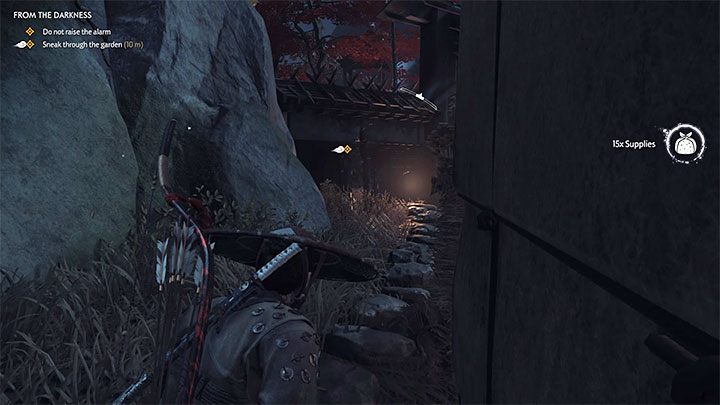 Land in the back of the tent, so youll get to a safe place - Ghost of Tsushima: From the Darkness walkthrough, video guide - Act 2 - Ghost of Tsushima Guide, Walkthrough