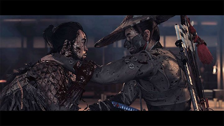 After depriving Ryuzo of his entire health bar, you can watch a cut-scene during which Jin will kill his old friend - Ghost of Tsushima: From the Darkness walkthrough, video guide - Act 2 - Ghost of Tsushima Guide, Walkthrough