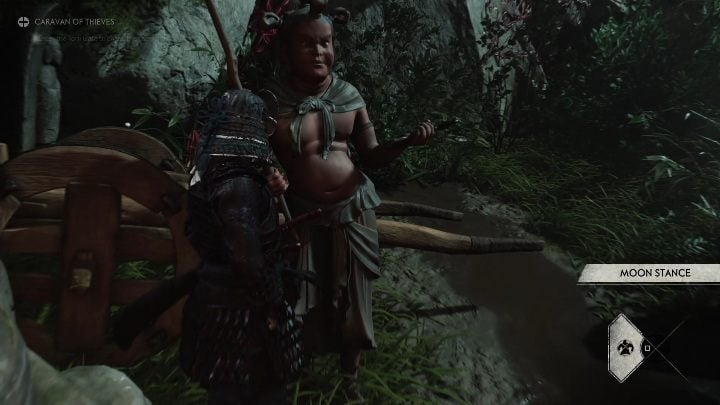 Eventually, you will reach a cart guarded by a woman - GoT Legends: Caravan of Thieves - Walkthrough - Ghost of Tsushima Guide, Walkthrough
