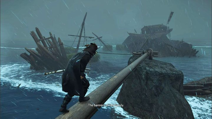 Jump on the big downed mast and move towards the small rock shelf - Ghost of Tsushima Iki Island: The Legacy of Kazumasa Sakai - walkthrough - Mythic Tales - Ghost of Tsushima Guide, Walkthrough