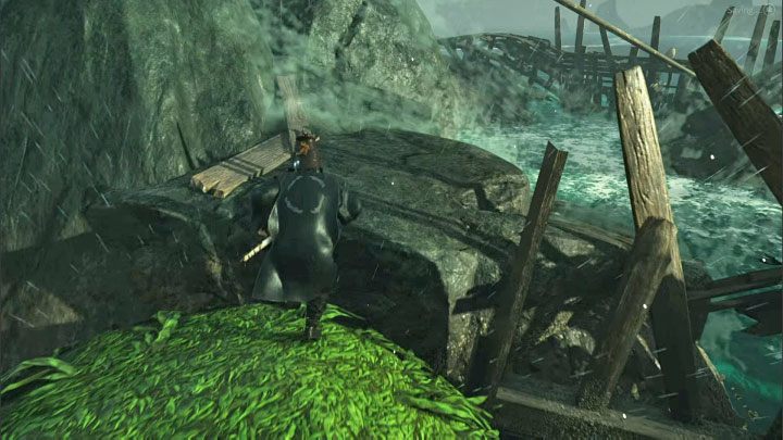 Move on the rope and approach the two rock shelves which the waves crash against - Ghost of Tsushima Iki Island: The Legacy of Kazumasa Sakai - walkthrough - Mythic Tales - Ghost of Tsushima Guide, Walkthrough