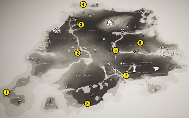 You can find 8 archery challenges on the Iki Island - Ghost of Tsushima Iki Island: Archery challenges - Secrets and Collectibles - Ghost of Tsushima Guide, Walkthrough