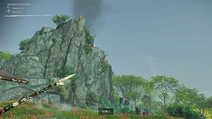 Remember to aim a bit higher when shooting distant targets, as your arrows, due to obvious reasons, dont fly completely straight - Ghost of Tsushima Iki Island: Archery challenges - Secrets and Collectibles - Ghost of Tsushima Guide, Walkthrough