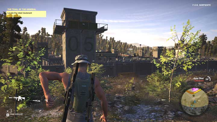 Approach the base from south-west, as this is the most advantageous position - this direction allows you to complete the mission with much less kill count than in case of other directions - The Trail of the General | Flor De Oro walkthrough - Flor De Oro - Tom Clancys Ghost Recon: Wildlands Game Guide