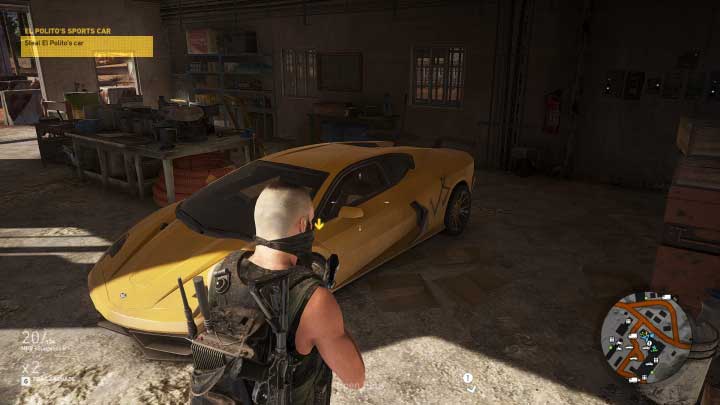 When the fight is over, in the garage in the center you find yellow sports car - El Politos Sports Car | Itacua Walkthrough - Itacua - Tom Clancys Ghost Recon: Wildlands Game Guide