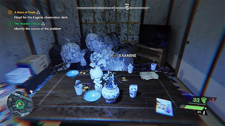 You will have to investigate the house, which involves checking the specter's hiding places - Ghostwire Tokyo: The Hoarders House - walkthrough - Quests available from chapter 2 - Ghostwire Tokyo Guide