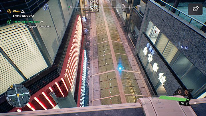 The footprints will take you along some metal balconies - Ghostwire Tokyo: The Invisible Wanderer - walkthrough - Quests available from chapter 4 - Ghostwire Tokyo Guide