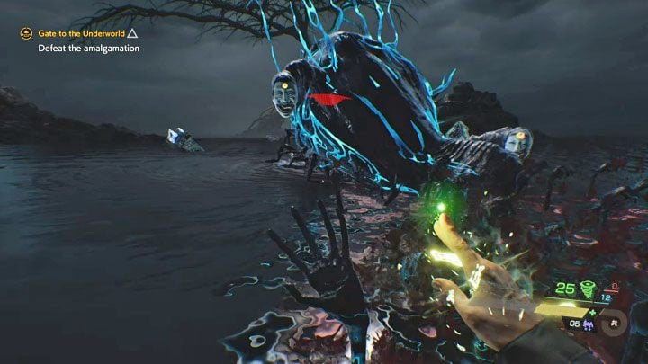 The boss can also try to immobilize Akito by summoning undead hands out of the water - Ghostwire Tokyo: Gate to the Underworld - walkthrough - Chapter 6: Binding - Ghostwire Tokyo Guide