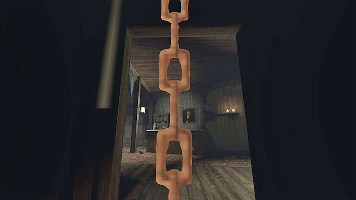 There is a chain hanging in the elevator shaft - you can jump to it and grab it - Gloomwood: Firearms - how to get a revolver, a silenced pistol, a shotgun? - FAQ - Gloomwood Guide, Walkthrough