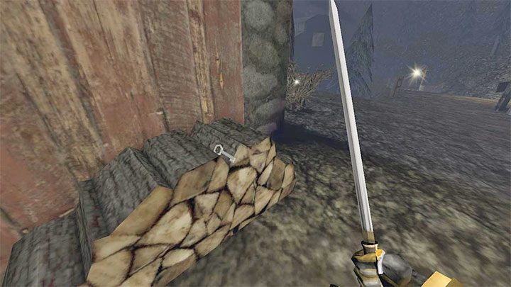 The easiest way to open the hut is to find the key lying on the wood stack next to it - Gloomwood: Firearms - how to get a revolver, a silenced pistol, a shotgun? - FAQ - Gloomwood Guide, Walkthrough