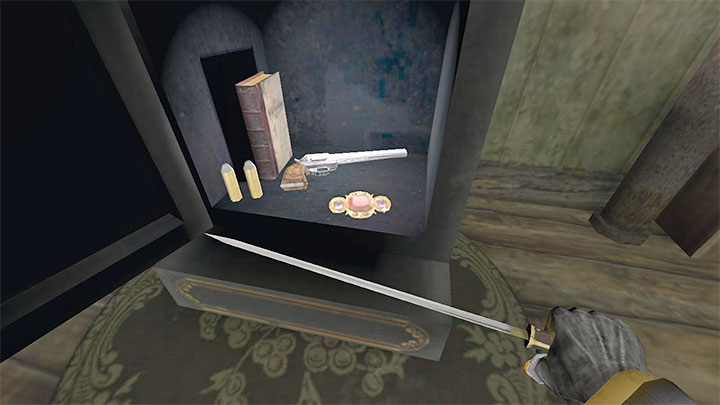The safe holds a Revolver - one of the available firearms - Gloomwood: Accounting Office Safe in Croups Fishery - combination, contents - Safes - Gloomwood Guide, Walkthrough