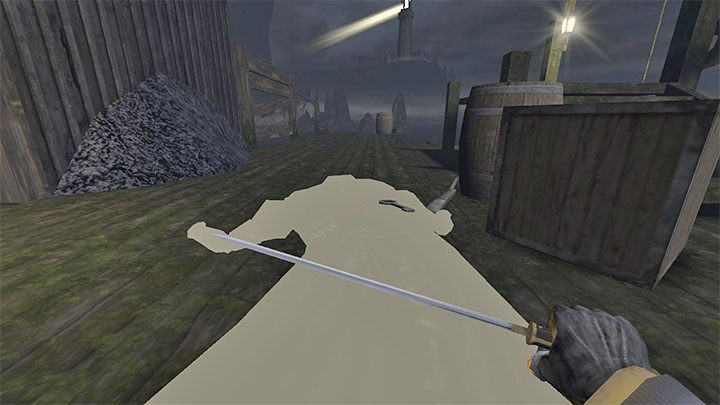 This key is being held by one of the enemies patrolling the area in front of the main building, shown on picture 1 - Gloomwood: Keys in Croups Fishery - list of all - Keys - Gloomwood Guide, Walkthrough