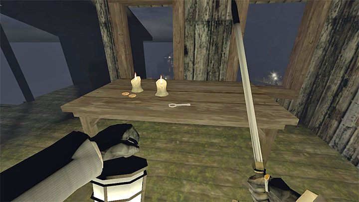 The key is located in the ruined building next to the locked gate - Gloomwood: Keys in Coast Cliffside - list of all - Keys - Gloomwood Guide, Walkthrough