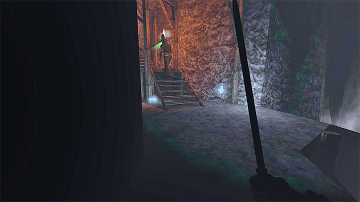 Some enemies are patrolling the area with torches which may go out - Gloomwood: Light sources - can they be extinguished? - FAQ - Gloomwood Guide, Walkthrough