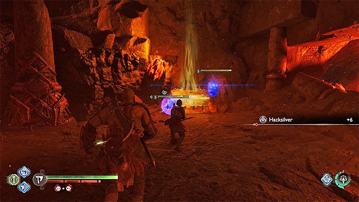 The chest is a short distance west of the Mystic Gateway that Kratos and Atreus use to begin their second visit to Muspelheim - God of War Ragnarok: Burning Cliffs, Muspelheim - secrets, collectibles - God of War Ragnarok: Muspelheim - God of War Ragnarok Guide