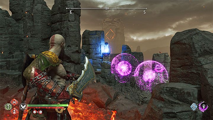 The second torch (with an R-shaped rune) is to the right of the first torch - God of War Ragnarok: Burning Cliffs, Muspelheim - secrets, collectibles - God of War Ragnarok: Muspelheim - God of War Ragnarok Guide