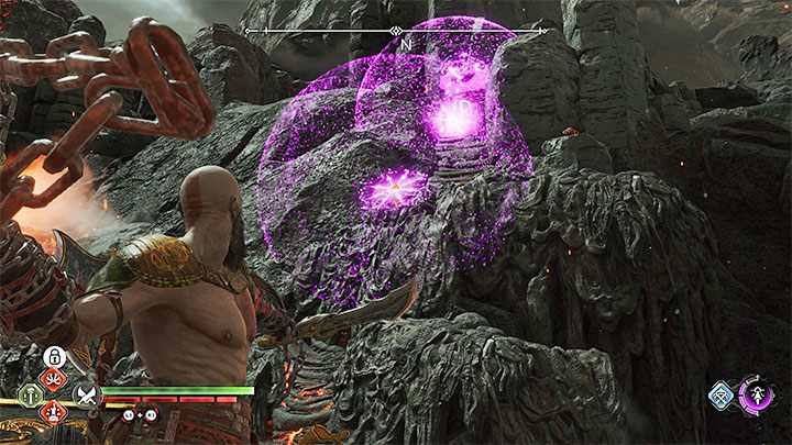 The third torch (with an N-shaped rune) is located slightly higher up - God of War Ragnarok: Burning Cliffs, Muspelheim - secrets, collectibles - God of War Ragnarok: Muspelheim - God of War Ragnarok Guide