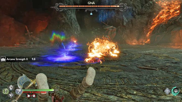 Charge - This is a red attack and you must evade to the side - God of War Ragnarok: How to defeat the boss Valkyrie Queen Gna? - God of War Ragnarok: Bosses - God of War Ragnarok Guide