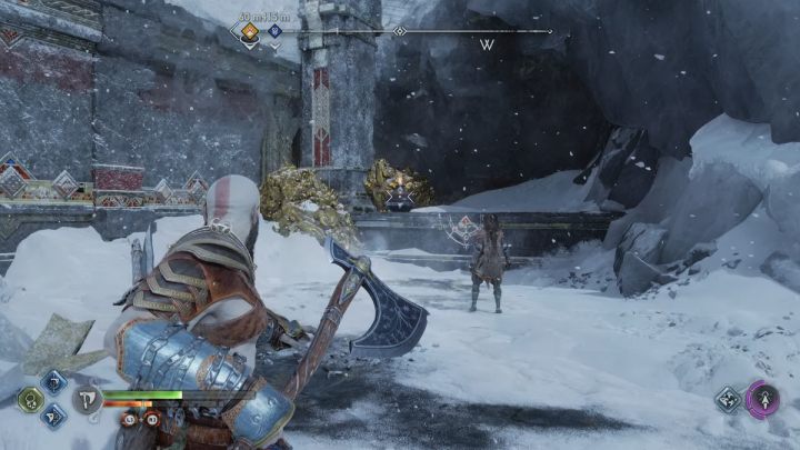 Grab the handle again and move the shield to the right - God of War Ragnarok: The Lost Treasury, Midgard - secrets, collectibles - God of War Ragnarok: Midgard - God of War Ragnarok Guide