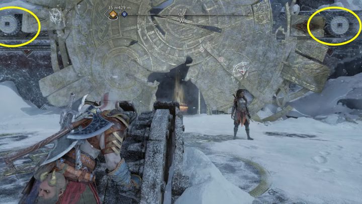 Go back down, grab the handle and move the shield to the right one last time - God of War Ragnarok: The Lost Treasury, Midgard - secrets, collectibles - God of War Ragnarok: Midgard - God of War Ragnarok Guide