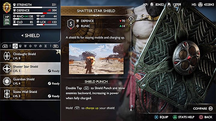 Unique trait - Shield Punch: Your bash (2x L1) pushes back affected enemies - God of War Ragnarok: All Kratos shields - God of War Ragnarok: Character development guide - God of War Ragnarok Guide