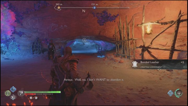 Slide down the chain to the crystal room, where a Dark Elf Lord will be waiting for you - God of War Ragnarok: Secret of the Sands - walkthrough - God of War Ragnarok: Favors - Alfheim - God of War Ragnarok Guide