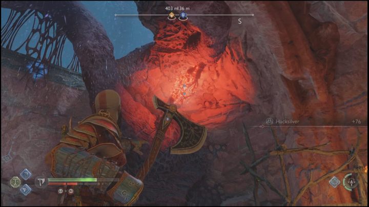 There is one red connection above the chest - God of War Ragnarok: Secret of the Sands - walkthrough - God of War Ragnarok: Favors - Alfheim - God of War Ragnarok Guide