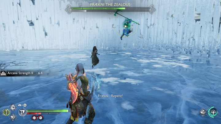 Fraekni has a difficult to dodge attack used by many Bersekers - it's a yellow aerial attack - God of War Ragnarok: How to defeat the Berserker Fraekni the Zealous? - God of War Ragnarok: Berserkers - God of War Ragnarok Guide