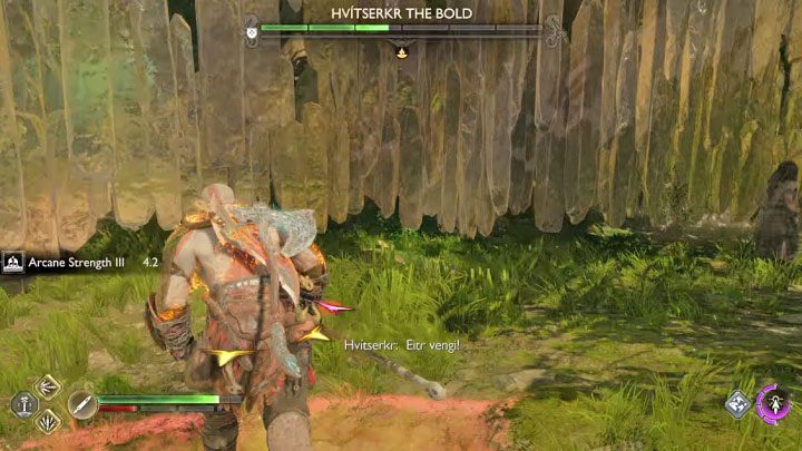 One of the red boss attacks creates red circles on the ground - God of War Ragnarok: How to defeat the berserk Hvitserkr the Bold? - God of War Ragnarok: Berserkers - God of War Ragnarok Guide