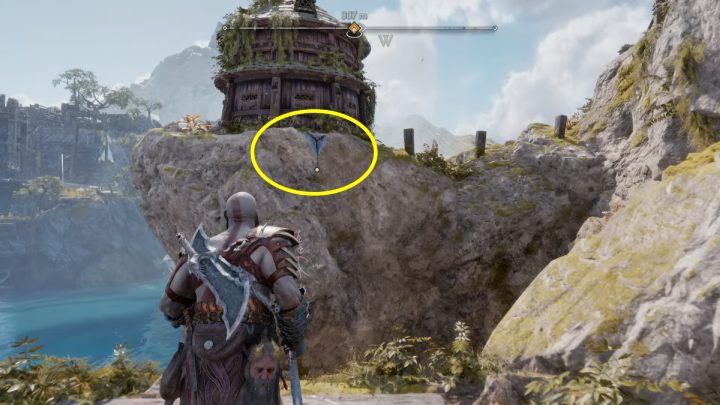 Approach the shield you froze with your axe and use a special arrow that will make the ice last longer - God of War Ragnarok: Alberich Island, Svartalfheim - secrets, collectibles - God of War Ragnarok: Svartalfheim - God of War Ragnarok Guide