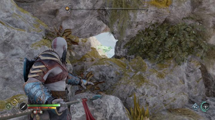 The Raven will stand in a small rock crevice - God of War Ragnarok: Alberich Island, Svartalfheim - secrets, collectibles - God of War Ragnarok: Svartalfheim - God of War Ragnarok Guide