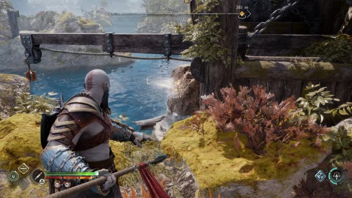 Use the spear to get to the higher level of the island - God of War Ragnarok: Alberich Island, Svartalfheim - secrets, collectibles - God of War Ragnarok: Svartalfheim - God of War Ragnarok Guide