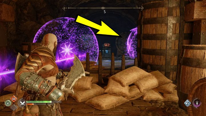 The 3rd torch will be on the left side of the chest - God of War Ragnarok: Myrkr Tunnels, Svartalfheim - sercrets, collectibles - God of War Ragnarok: Svartalfheim - God of War Ragnarok Guide