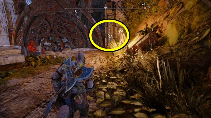 Jump into the tunnel next to the Mystic Gateway in the Sinkholes and walk along the path - God of War Ragnarok: Across the Realms - walkthrough - God of War Ragnarok: Favors - Midgard - God of War Ragnarok Guide