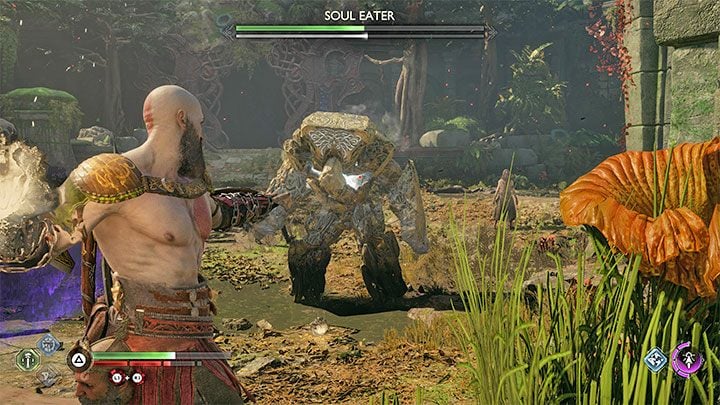The exploration of the new area begins with a mini-boss encounter against a Soul Eater - God of War Ragnarok: Freyas Missing Peace - walkthrough - God of War Ragnarok: Favors - Vanaheim - God of War Ragnarok Guide