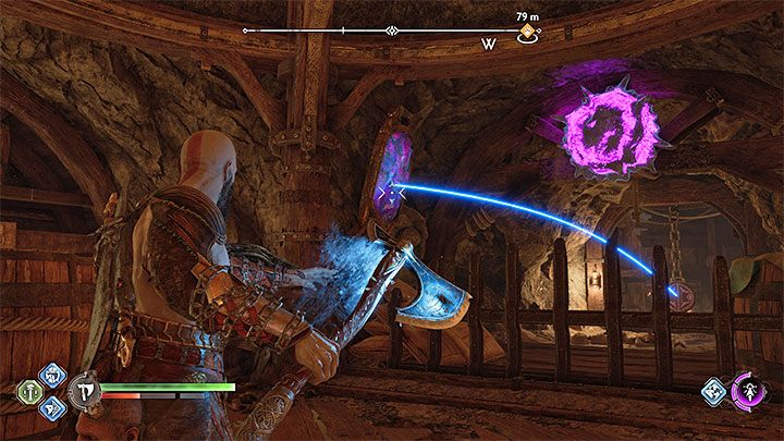 You can now let go of the chain (thanks to the seal, the freezing effect is still in power) and approach the frozen object - God of War Ragnarok: Forging Destiny - walkthrough - God of War Ragnarok: Walkthrough - God of War Ragnarok Guide