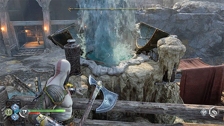 Climb a nearby shelf and freeze the geyser by using the Leviathan - God of War Ragnarok: Forging Destiny - walkthrough - God of War Ragnarok: Walkthrough - God of War Ragnarok Guide