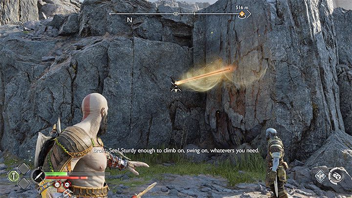 In the new location you have to use the spear as a climbing rod for the first time - God of War Ragnarok: Forging Destiny - walkthrough - God of War Ragnarok: Walkthrough - God of War Ragnarok Guide