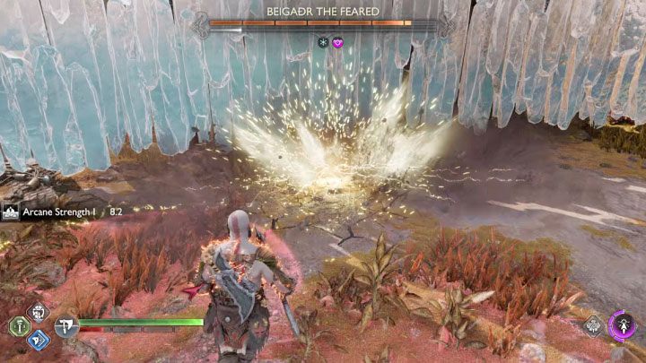 The red attack where the berserker summons lightning is hard to avoid - God of War Ragnarok: How to defeat the Beigadr the Feared berserker boss? - God of War Ragnarok: Berserkers - God of War Ragnarok Guide