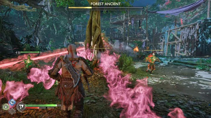 The Forest Ancient's main attack is to open the chest and shoot - the enemy can bombard the area or shoot horizontal beams - God of War Ragnarok: How to defeat Forest Ancient? - God of War Ragnarok: Bosses - God of War Ragnarok Guide