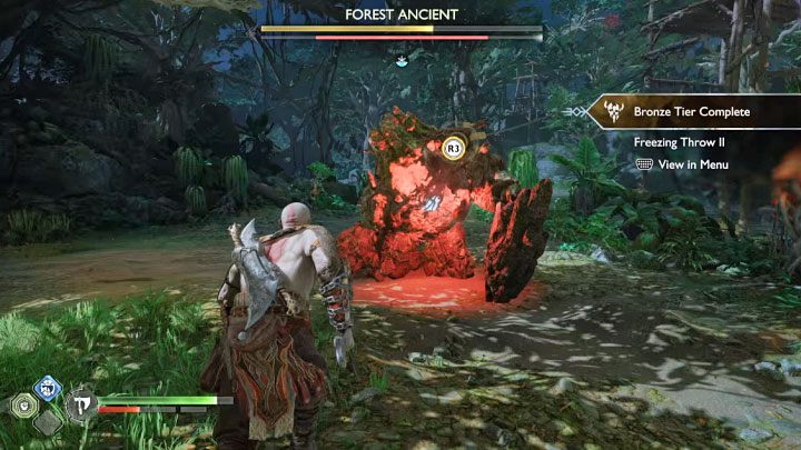 There is a good chance that the orbs will also quickly charge the white bar and stun the Forest Ancient - God of War Ragnarok: How to defeat Forest Ancient? - God of War Ragnarok: Bosses - God of War Ragnarok Guide