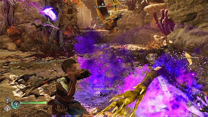 Destroy additional barricades to reach a large boulder which Atreus and Angrboda must lift together - God of War Ragnarok: The Lost Sanctuary - walkthrough - God of War Ragnarok: Walkthrough - God of War Ragnarok Guide