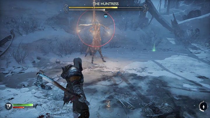 The Huntress' red attack is to shoot a volley of arrows - God of War Ragnarok: Surviving Fimbulwinter - walkthrough - God of War Ragnarok: Walkthrough - God of War Ragnarok Guide