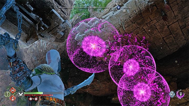 The next obstacle is the vines on the ceiling - God of War Ragnarok: Quaking Hollow - walkthrough - God of War Ragnarok: Favors - Vanaheim - God of War Ragnarok Guide