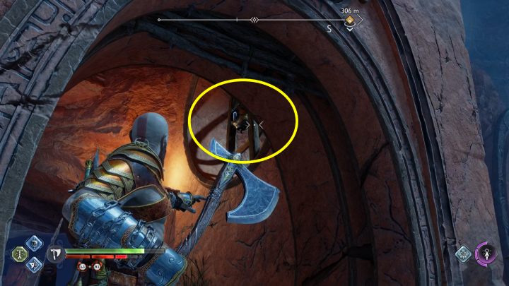 Start with the bell on the window in the tower next to the chest - God of War Ragnarok: The Below, Alfheim - secrets, collectibles - God of War Ragnarok: Alfheim - God of War Ragnarok Guide