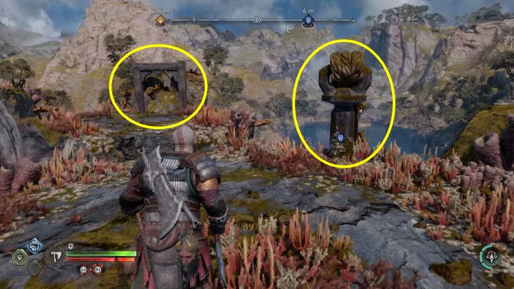 To get to the small island, destroy the chain mechanism supporting the creature's tail - God of War Ragnarok: Lyngbakr Island, Svartalfheim - secrets, collectibles - God of War Ragnarok: Svartalfheim - God of War Ragnarok Guide