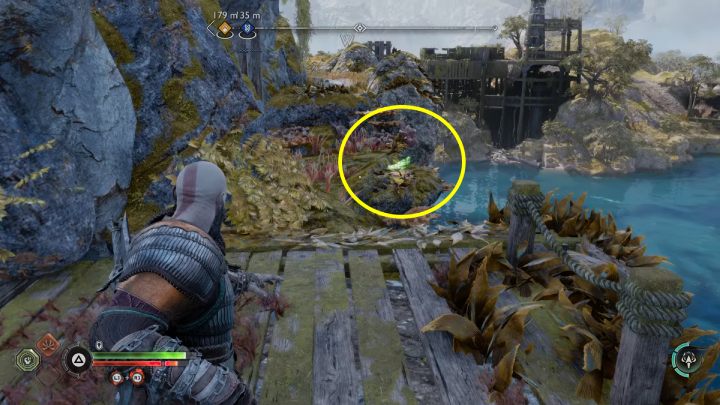 You will be able to explore the area where the Raven sits after releasing the creature's second flipper - God of War Ragnarok: Lyngbakr Island, Svartalfheim - secrets, collectibles - God of War Ragnarok: Svartalfheim - God of War Ragnarok Guide