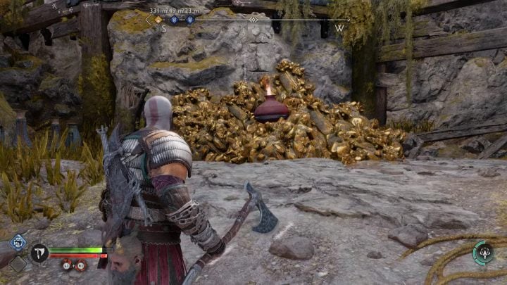 The entrance to the elevated area of the Watchtower is located below the rubble - God of War Ragnarok: The Watchtower, Svartalfheim - secrets, collectibles - God of War Ragnarok: Svartalfheim - God of War Ragnarok Guide